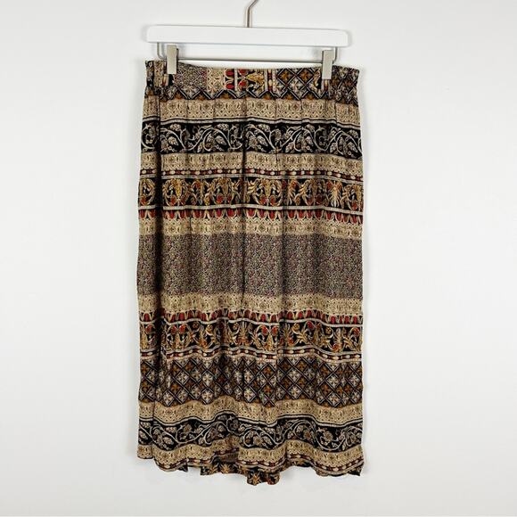 Lauren Alexandra Collection Vintage Printed Midi Skirt 100% Rayon Size Large - Picture 1 of 4